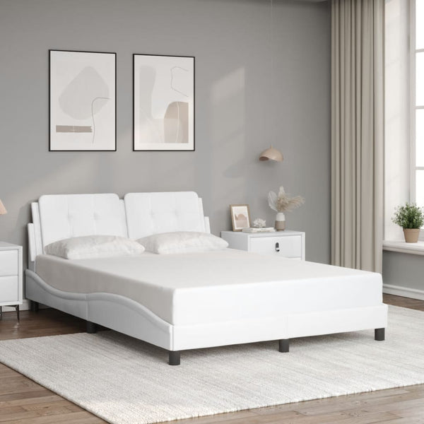 vidaXL LED Bed Frame without Mattress "Zadar" White 140x200 cm