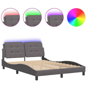 vidaXL LED Bed Frame without Mattress "Zadar" Grey 140x200 cm