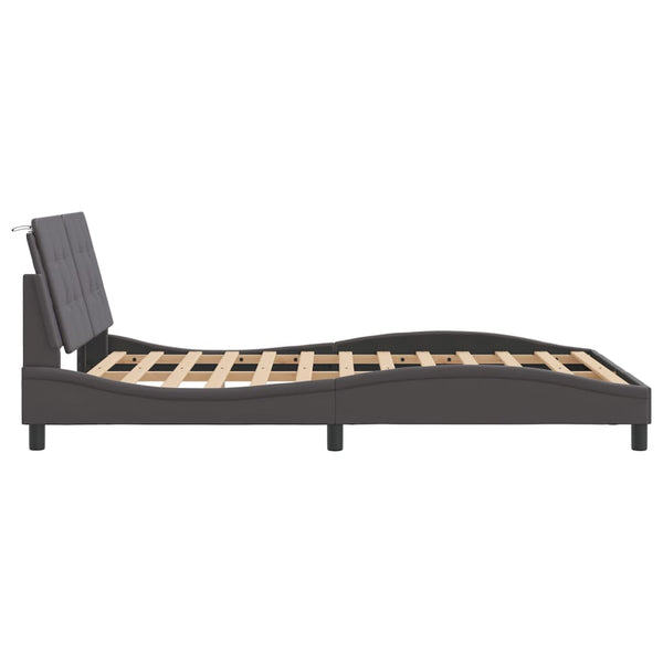 vidaXL LED Bed Frame without Mattress "Zadar" Grey 140x200 cm