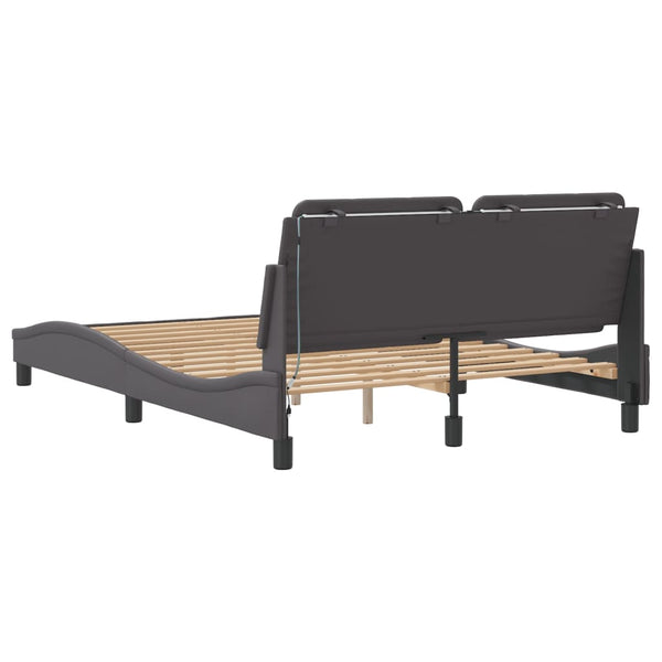 vidaXL LED Bed Frame without Mattress "Zadar" Grey 140x200 cm