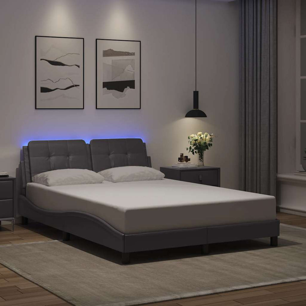 vidaXL LED Bed Frame without Mattress "Zadar" Grey 140x200 cm
