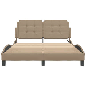 vidaXL LED Bed Frame without Mattress "Zadar" Cappuccino Brown 140x200 cm