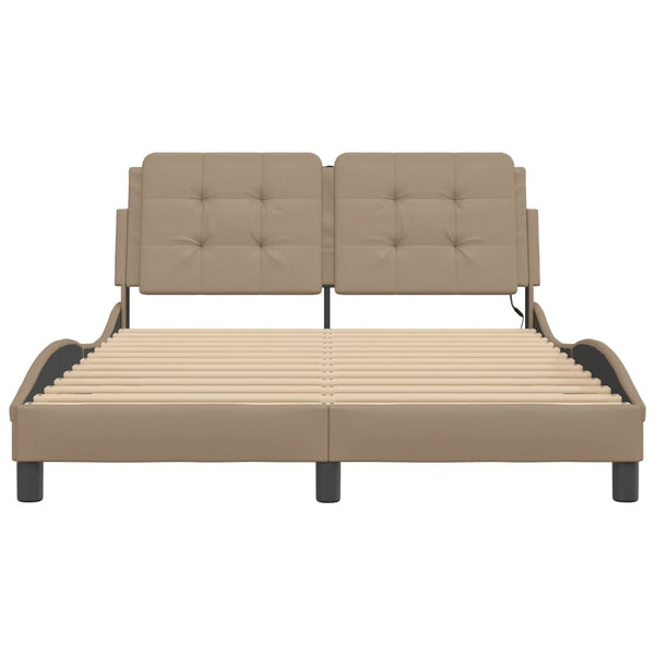 vidaXL LED Bed Frame without Mattress "Zadar" Cappuccino Brown 140x200 cm