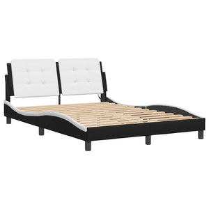 vidaXL Bed Frame with LED, without Mattress, "Zadar" Black and White 140x200 cm