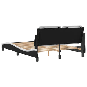 vidaXL Bed Frame with LED, without Mattress, "Zadar" Black and White 140x200 cm