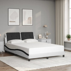 vidaXL LED Bed Frame without Mattress "Zadar" White and Black 140x200 cm