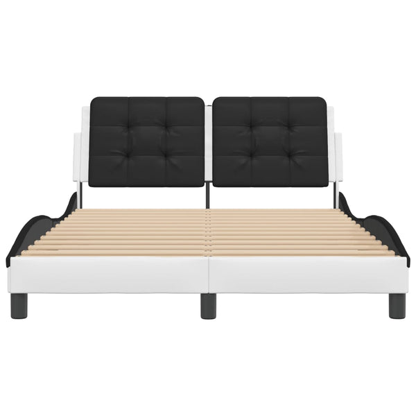 vidaXL LED Bed Frame without Mattress "Zadar" White and Black 140x200 cm