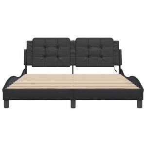vidaXL LED Bed Frame without Mattress "Zadar" Black 160x200 cm
