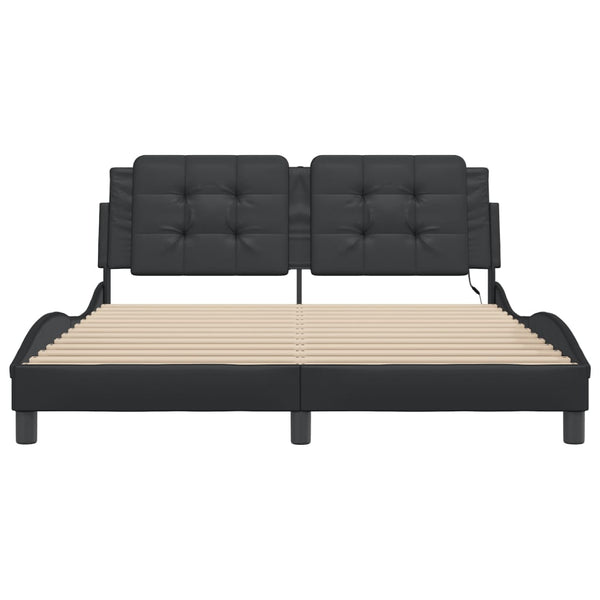 vidaXL LED Bed Frame without Mattress "Zadar" Black 160x200 cm