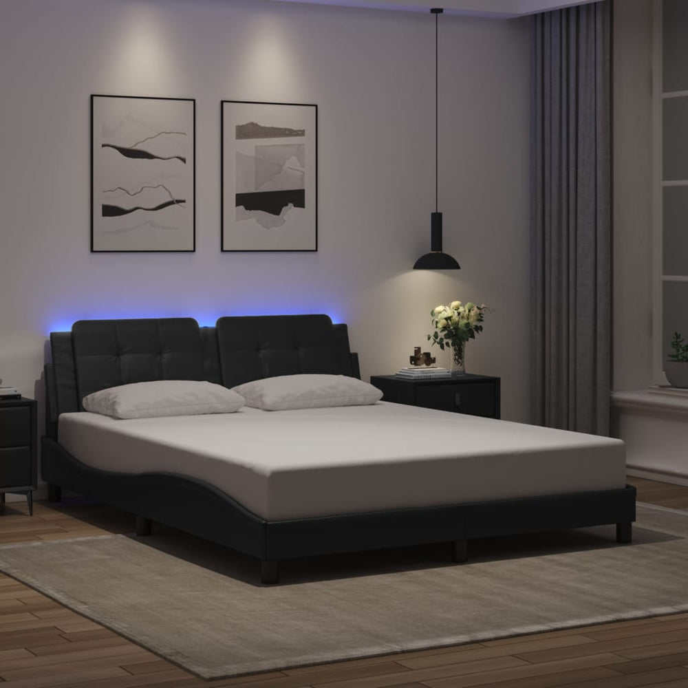 vidaXL LED Bed Frame without Mattress "Zadar" Black 160x200 cm