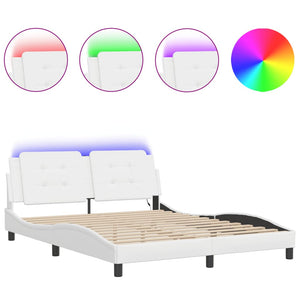 vidaXL LED Bed Frame without Mattress "Zadar" White 160x200 cm