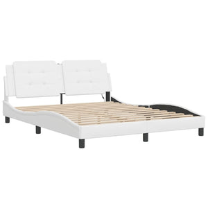 vidaXL LED Bed Frame without Mattress "Zadar" White 160x200 cm