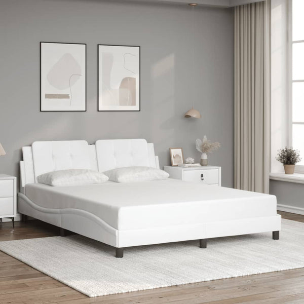 vidaXL LED Bed Frame without Mattress "Zadar" White 160x200 cm