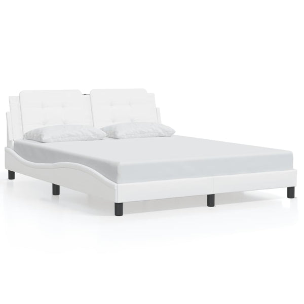 vidaXL LED Bed Frame without Mattress "Zadar" White 160x200 cm