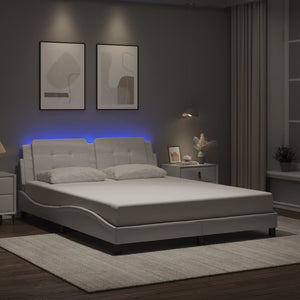 vidaXL LED Bed Frame without Mattress "Zadar" White 160x200 cm