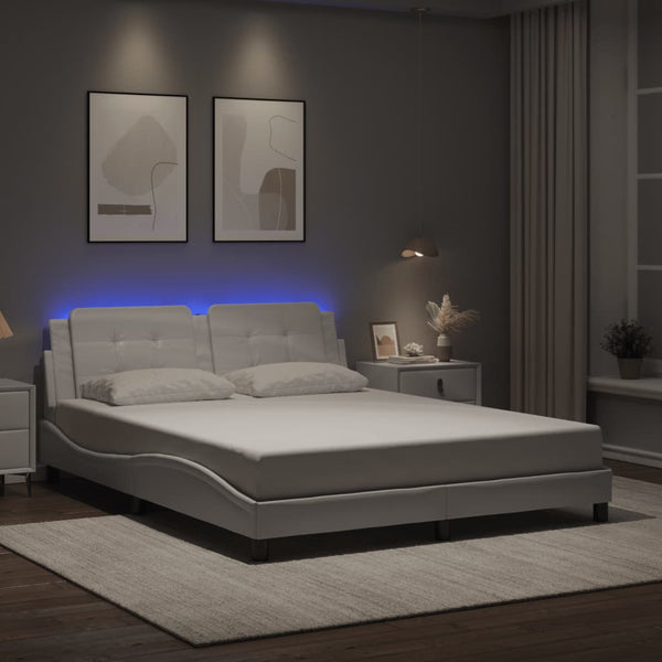 vidaXL LED Bed Frame without Mattress "Zadar" White 160x200 cm