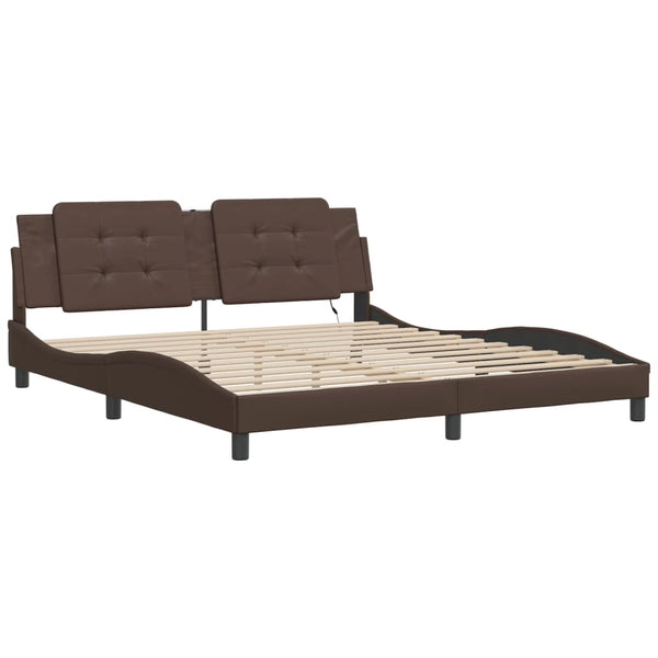 vidaXL LED Bed Frame without Mattress "Zadar" Brown 160x200 cm