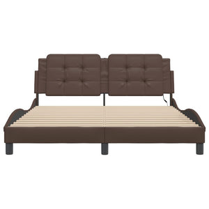 vidaXL LED Bed Frame without Mattress "Zadar" Brown 160x200 cm