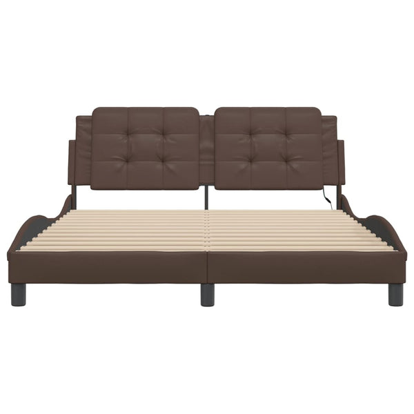 vidaXL LED Bed Frame without Mattress "Zadar" Brown 160x200 cm