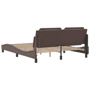 vidaXL LED Bed Frame without Mattress "Zadar" Brown 160x200 cm