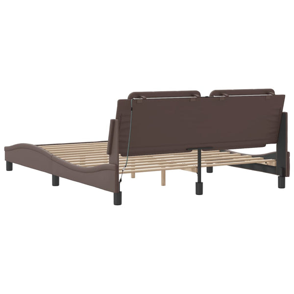 vidaXL LED Bed Frame without Mattress "Zadar" Brown 160x200 cm