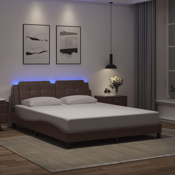 vidaXL LED Bed Frame without Mattress "Zadar" Brown 160x200 cm