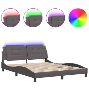 vidaXL LED Bed Frame without Mattress "Zadar" Grey 160x200 cm