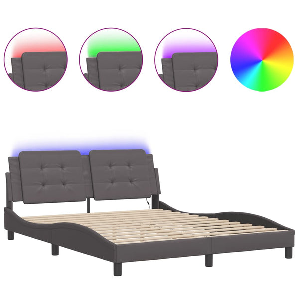 vidaXL LED Bed Frame without Mattress "Zadar" Grey 160x200 cm
