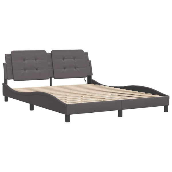vidaXL LED Bed Frame without Mattress "Zadar" Grey 160x200 cm
