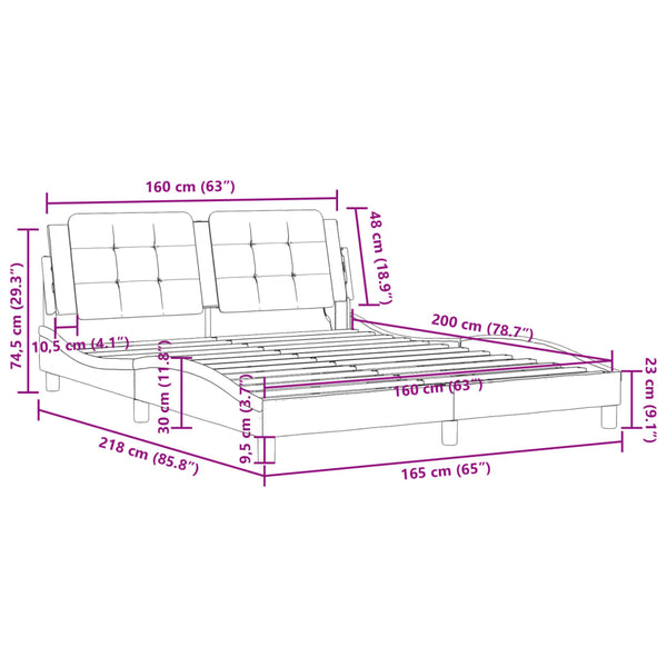 vidaXL LED Bed Frame without Mattress "Zadar" Grey 160x200 cm