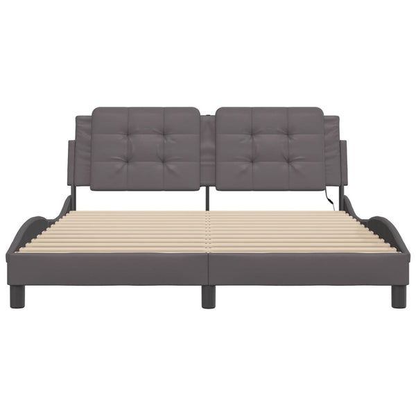 vidaXL LED Bed Frame without Mattress "Zadar" Grey 160x200 cm