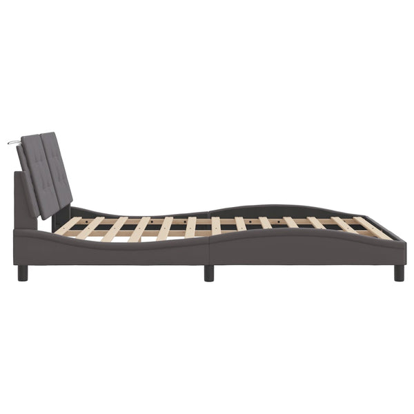 vidaXL LED Bed Frame without Mattress "Zadar" Grey 160x200 cm