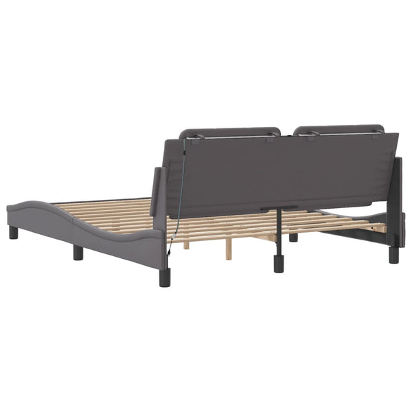 vidaXL LED Bed Frame without Mattress "Zadar" Grey 160x200 cm