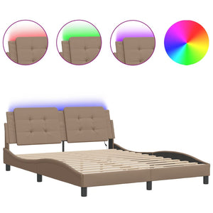 vidaXL LED Bed Frame without Mattress "Zadar" Cappuccino Brown 160x200 cm
