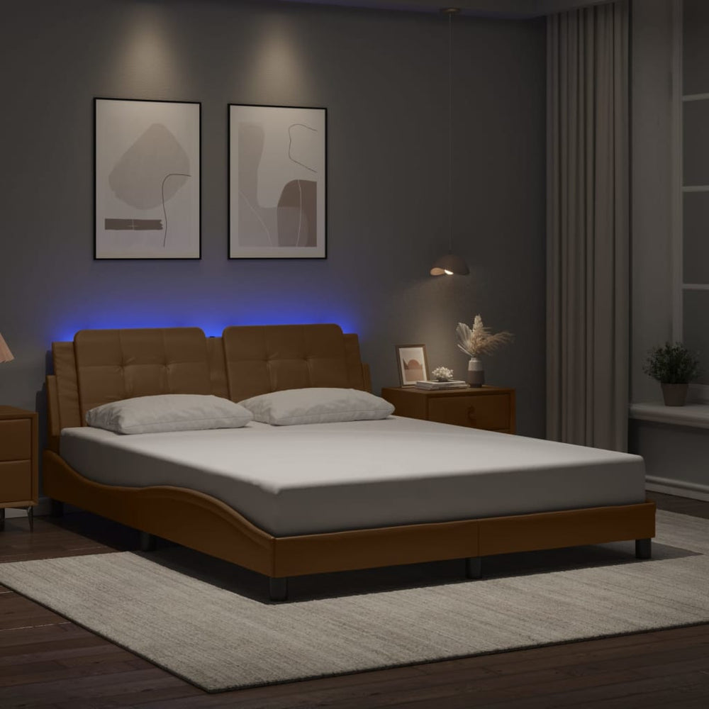 vidaXL LED Bed Frame without Mattress "Zadar" Cappuccino Brown 160x200 cm