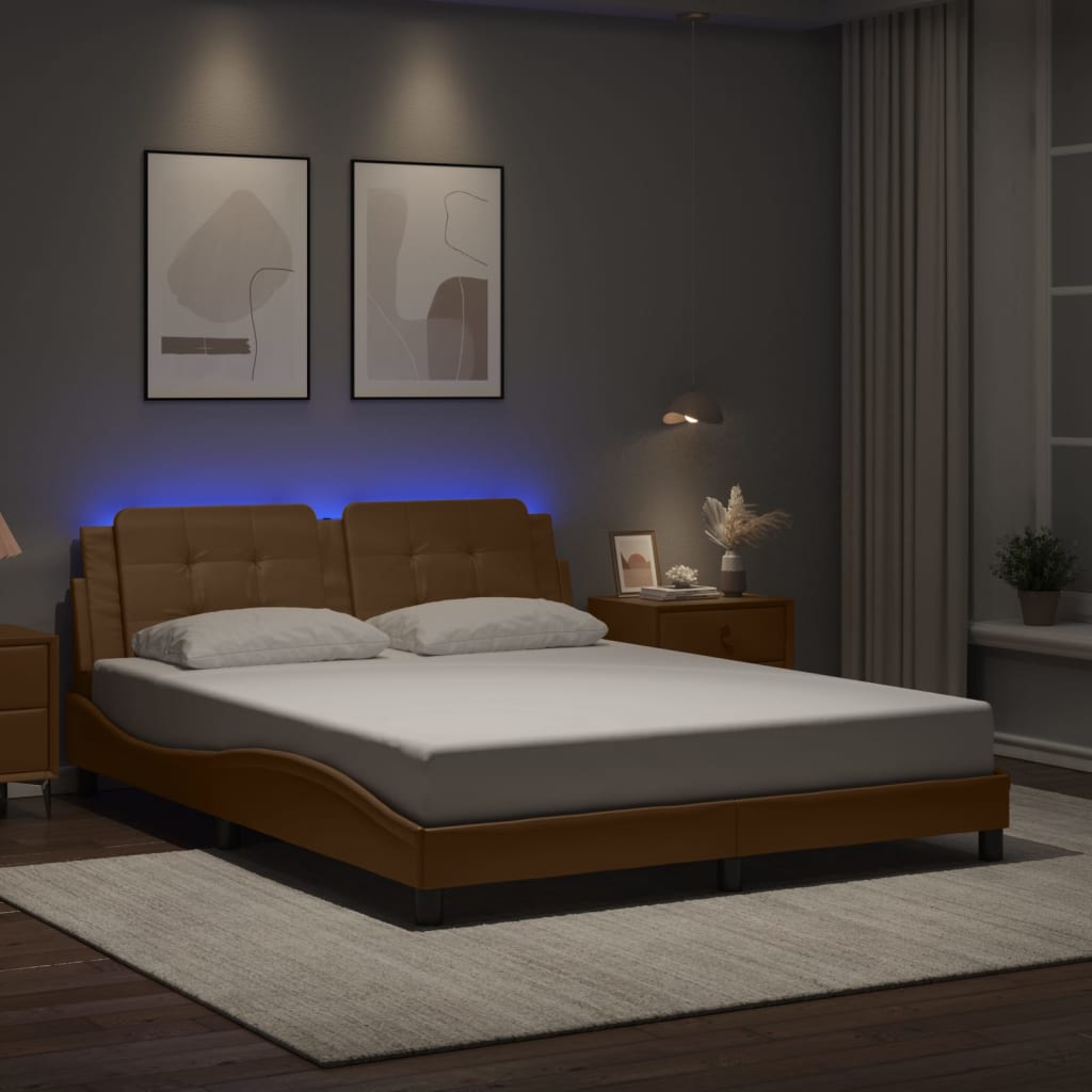 vidaXL LED Bed Frame without Mattress "Zadar" Cappuccino Brown 160x200 cm