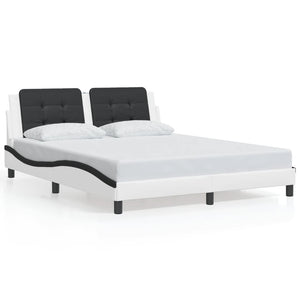 vidaXL Bed Frame with LED, without Mattress "Zadar" White and Black 160x200 cm