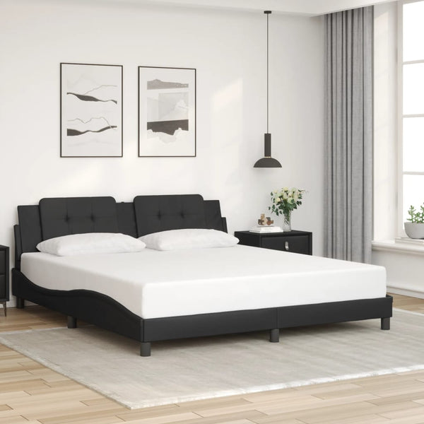 Bettgestell mit LED Schwarz 180x200 cm