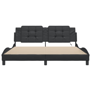 Bettgestell mit LED Schwarz 180x200 cm