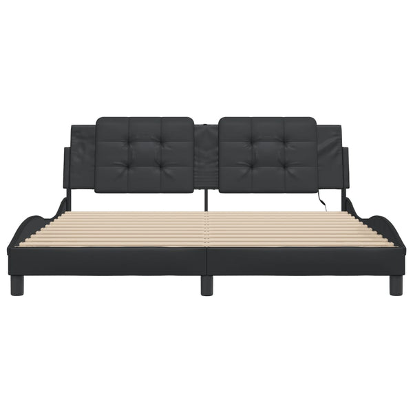 Bettgestell mit LED Schwarz 180x200 cm