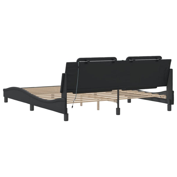 Bettgestell mit LED Schwarz 180x200 cm