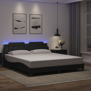 Bettgestell mit LED Schwarz 180x200 cm