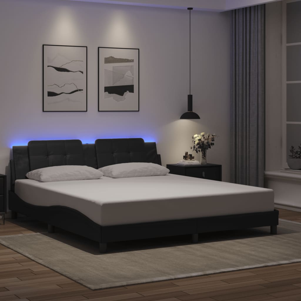 Bettgestell mit LED Schwarz 180x200 cm