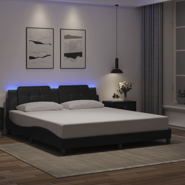 Bettgestell mit LED Schwarz 180x200 cm