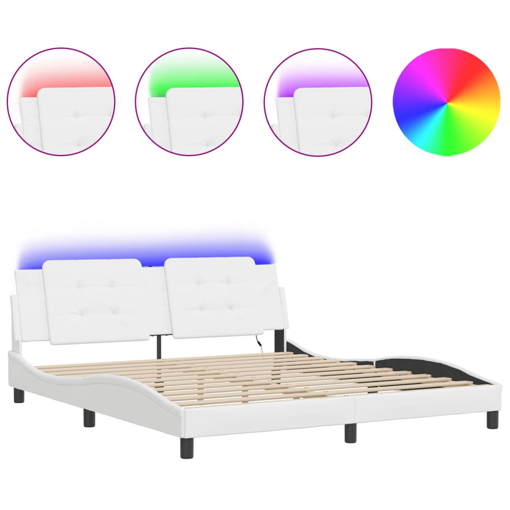 Bettgestell mit LED 180x200 cm Schwarz/Weiß