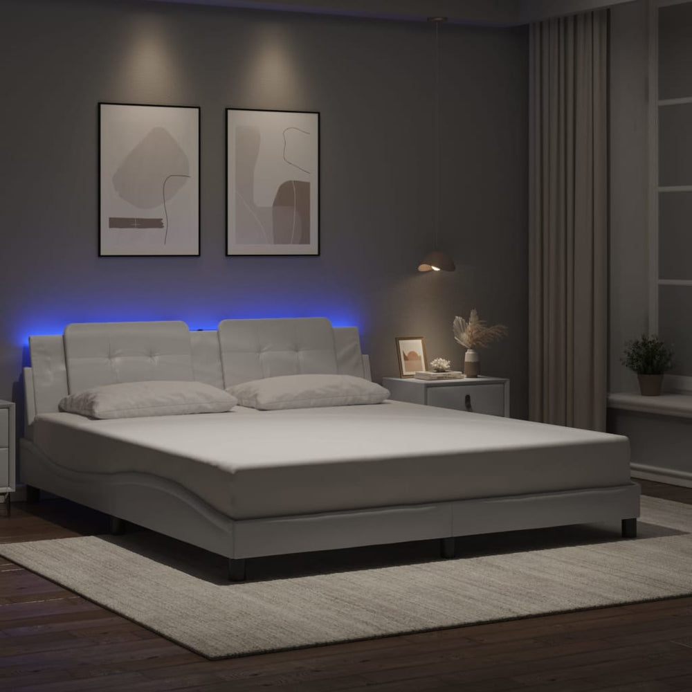 Bettgestell mit LED 180x200 cm Schwarz/Weiß