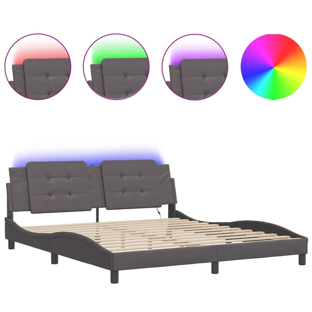 Bettgestell Grau mit LED 180x200 cm