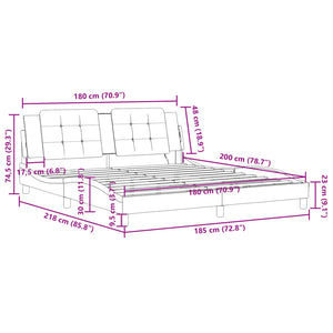 Bettgestell Grau mit LED 180x200 cm