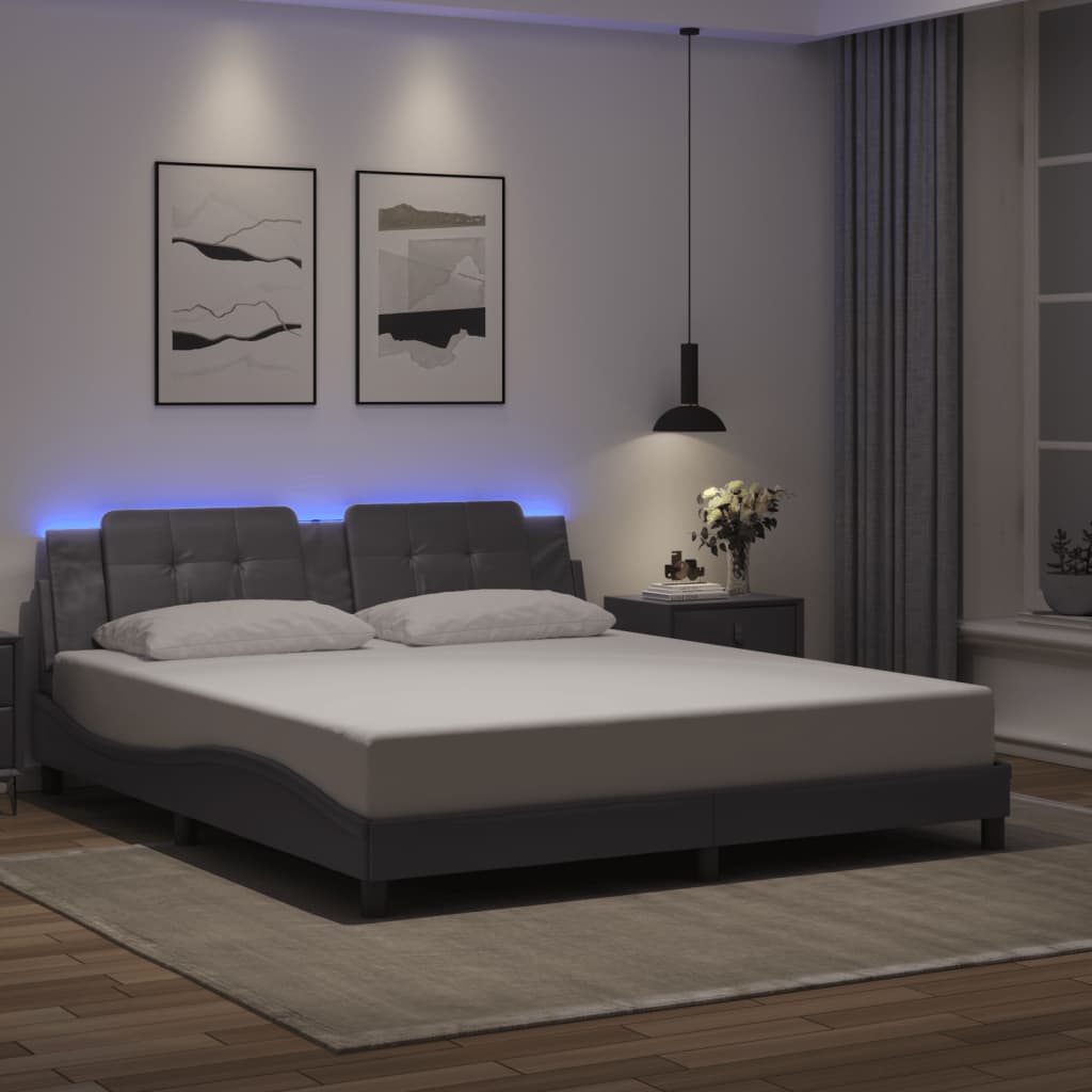 Bettgestell Grau mit LED 180x200 cm
