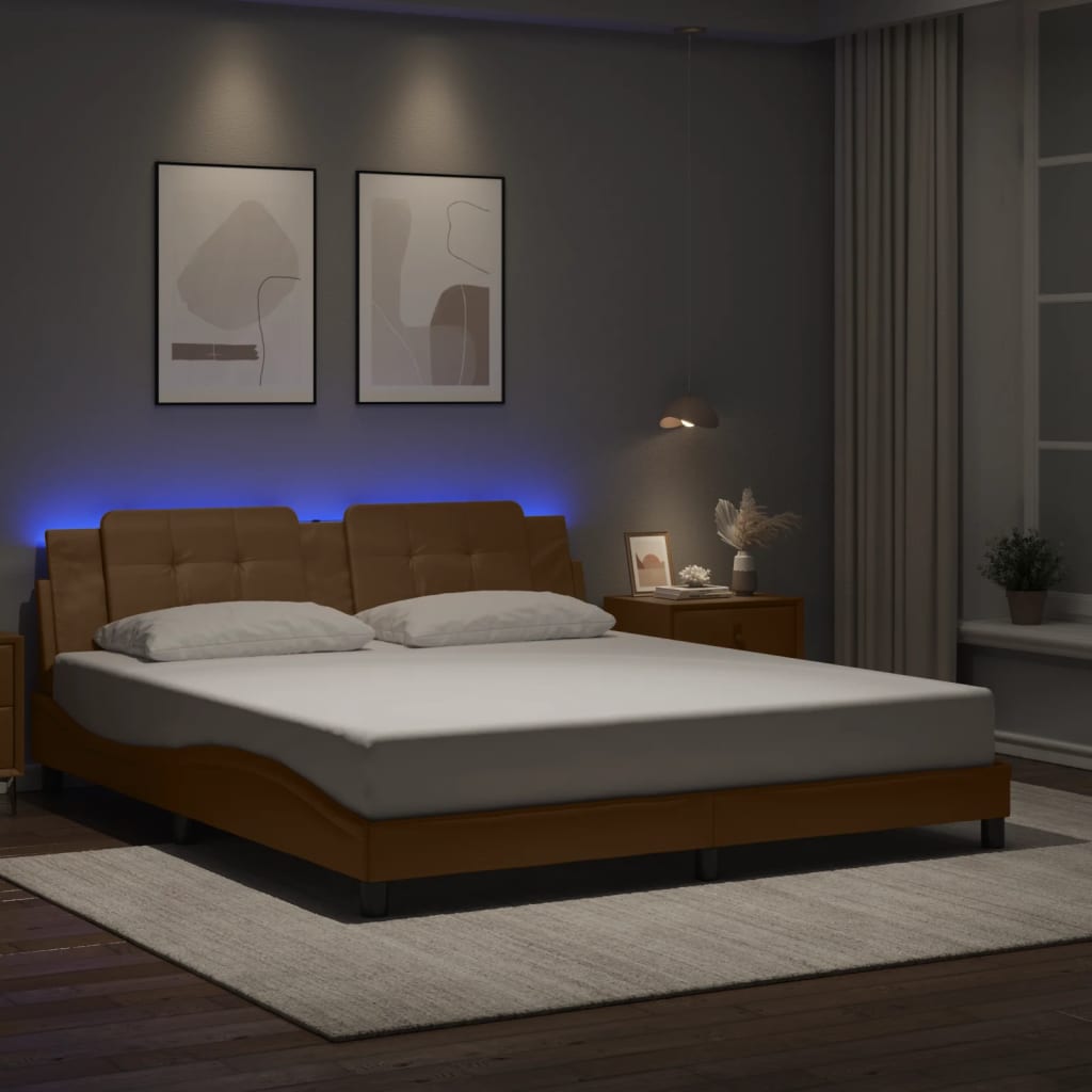 Bettgestell Zadar mit LED Cappuccino-Braun 180x200 cm